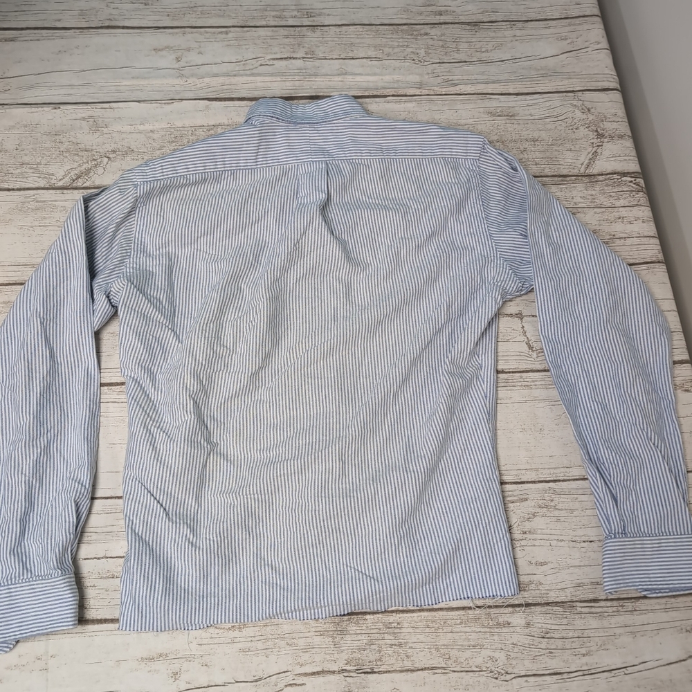 VTG Polo Ralph Lauren Made In Canada Raw Hem Striped Button Up Shirt Small Pony - Picture 7 of 7